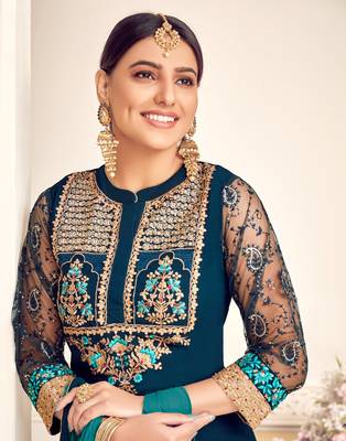 Blue resham embroidery viscose salwar 2
