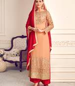Peach resham embroidery viscose salwar
