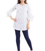 White printed crepe short-kurtis