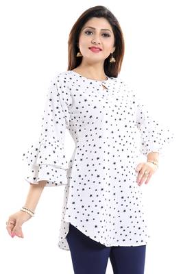 White printed crepe short-kurtis 4