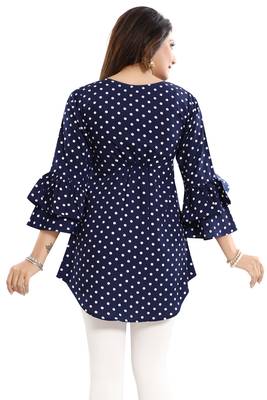 Navy-blue printed crepe short-kurtis 2