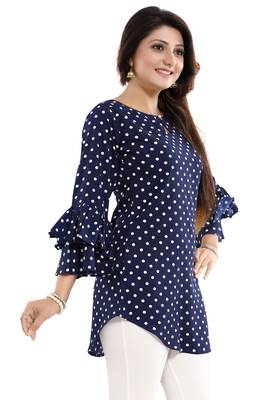 Navy-blue printed crepe short-kurtis 4