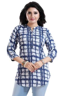 White printed crepe short-kurtis 1