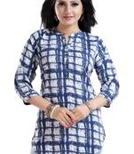 White printed crepe short-kurtis