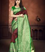 Maroon woven art silk saree with blouse