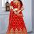 Red embroidered velvet semi stitched wedding lehenga