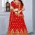 Red embroidered velvet semi stitched wedding lehenga