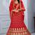 Red embroidered velvet semi stitched wedding lehenga