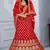 Red embroidered velvet semi stitched wedding lehenga
