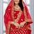 Red embroidered velvet semi stitched wedding lehenga