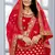 Red embroidered velvet semi stitched wedding lehenga