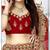 Red embroidered velvet semi stitched lehenga