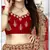 Red embroidered velvet semi stitched lehenga