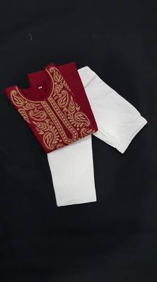Maroon embroidered cotton chikankari-kurtis 1