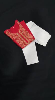 Dark-pink embroidered cotton chikankari-kurtis 1