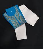 Blue embroidered cotton chikankari-kurtis