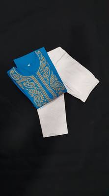 Blue embroidered cotton chikankari-kurtis 2