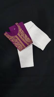 Purple embroidered cotton chikankari-kurtis 1