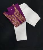 Purple embroidered cotton chikankari-kurtis