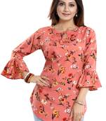Pink printed crepe short-kurtis