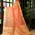 Peach woven blended cotton saree with blouse