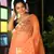 Peach woven blended cotton saree with blouse