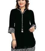 Black plain georgette short-kurtis