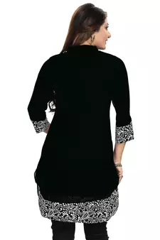 Black plain georgette short-kurtis