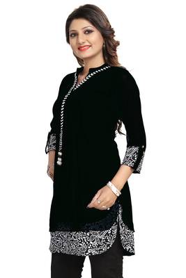 Black plain georgette short-kurtis 4