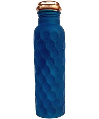 New Blue,White Color Copper Water Bottle Joint-Less Leak Proof 950 ml Hand Painted 1