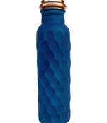 New Blue,White Color Copper Water Bottle Joint-Less Leak Proof 950 ml Hand Painted