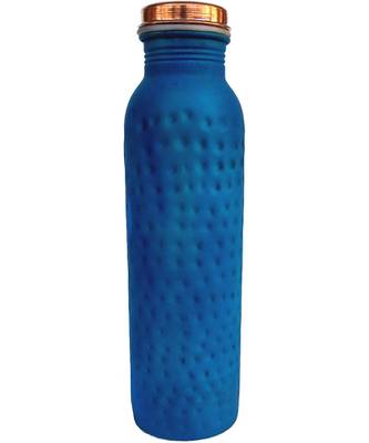 New Blue,White Color Copper Water Bottle Joint-Less Leak Proof 950 ml Hand Painted 1