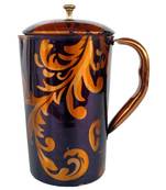 screen printed pure copper water jug pitcher 1500 ml (leaf design)
