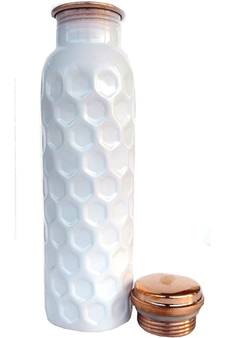 New Blue,White Color Copper Water Bottle Joint-Less Leak Proof 950 ml Hand Painted