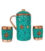 Pure Copper Jug - 2 Glass Drinkware Set Dinnerware Tableware Pitcher outer ated