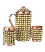 Pure Copper Pitcher with 2 tumbler Christmas, Diwali, Wedding gift (jug and 2 glass)