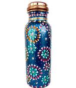 Pure Copper Hand Painted Bottle for Water Storage Capacity 500 ml Color Art Work