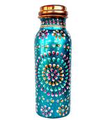 Pure Copper Hand Painted Bottle for Water Storage Capacity 500 ml Color Art Work