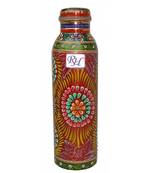Pure copper Hand painted bottle Red capacity 33oz / 950 ml for drinking water storage/yoga bottle