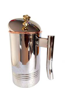 Copper Jug Water Pitcher Outside Stainless Steel Utensils Inside Copper for Ayurveda Healing - Capacity 1.5 L (1.5 LTR)