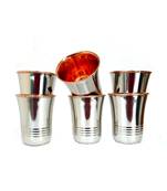Handmade Copper Tumbler Outer Stainless steel Copper water glass for water drink, set of 6 Steel Copper Luxury looking