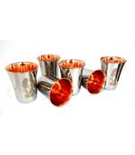 set of 6 Flower Printed Handmade Copper Tumbler Outer Stainless steel Copper water glass for health