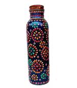 Pure copper Hand painted bottle blue capacity 33oz / 950 ml for drinking water storage/yoga bottle