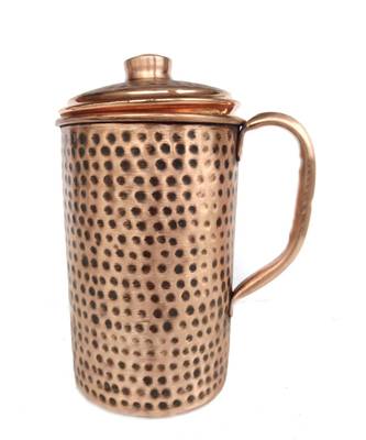 Pure copper Water Jug Pitcher Antique Looking Hand Hammered Indian Style 1500 ml 1