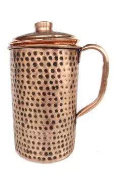 Pure copper Water Jug Pitcher Antique Looking Hand Hammered Indian Style 1500 ml