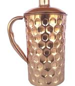 Pure Copper Water 1500 ml Jug Capaciy Set Pitcher 300 ml Glass Diomond Cut Shape Drink ware set Storing Drinking Water