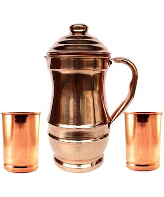 Pure Copper Jug With 2 Glass Drink ware set Pitcher Tumbler 1