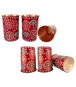 Pure Copper Glass Tumblers Hand Painting Art work Outer Side Red (6)