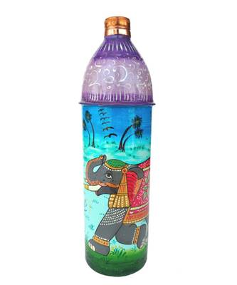 SET OF 2 PURE COPPER HAND PAINTED WATER BOTTLE AYURVEDA HEALTH HOME,KITCHEN,THERMOSES,SPORTS DAILY USE (JUNGLE SAFARI) 1