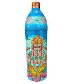 Pure Copper Hand Painted Water Bottle Tumbler,Bislari Indian Traditional Style Ganesh Hand Work (750 ml)